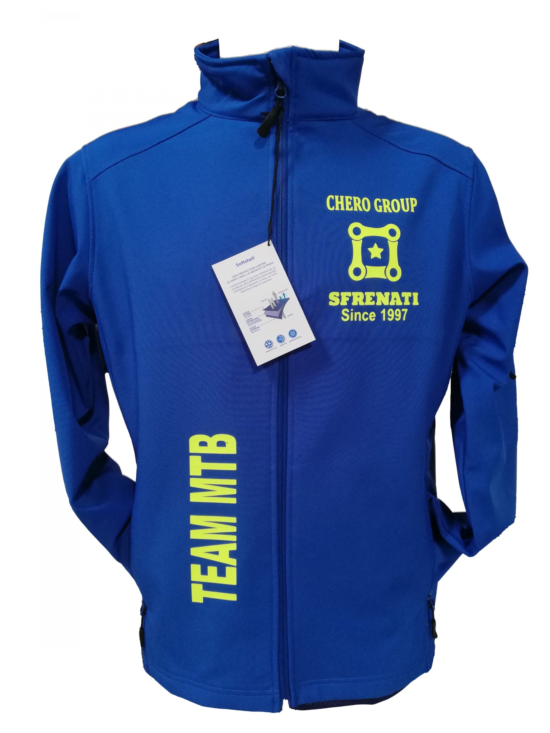 Giubbino softshell personalizzato con videoflex fluo